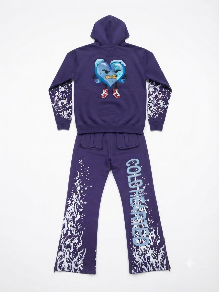 Womens cold Hearted distressed label sweatsuit