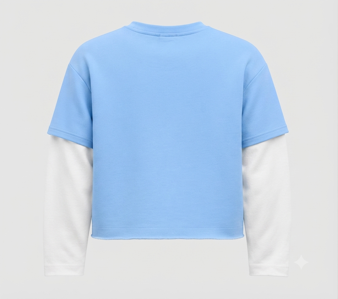 F⭐️ck Love box cropped double sleeve sweat shirt