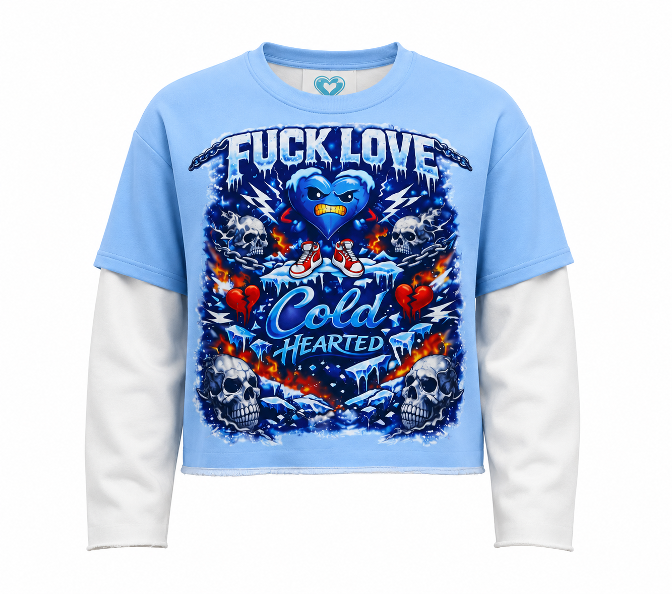 F⭐️ck Love box cropped double sleeve sweat shirt