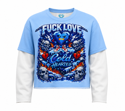 F⭐️ck Love box cropped double sleeve sweat shirt