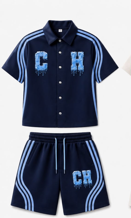 Mens Cold Hearted ice stripes windbreaker short set
