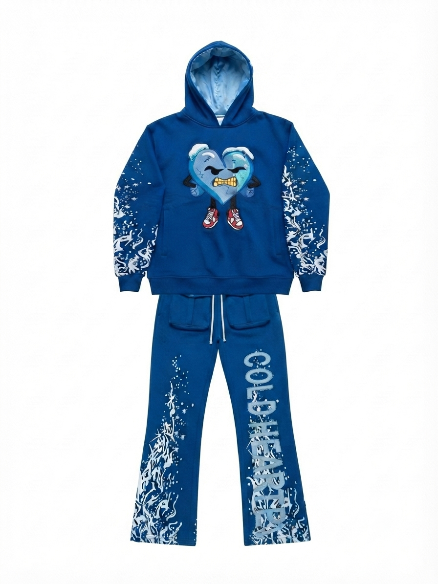 Mens Cold Hearted distressed label sweatsuit