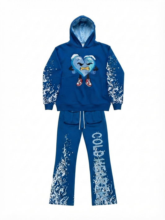 Mens Cold Hearted distressed label sweatsuit