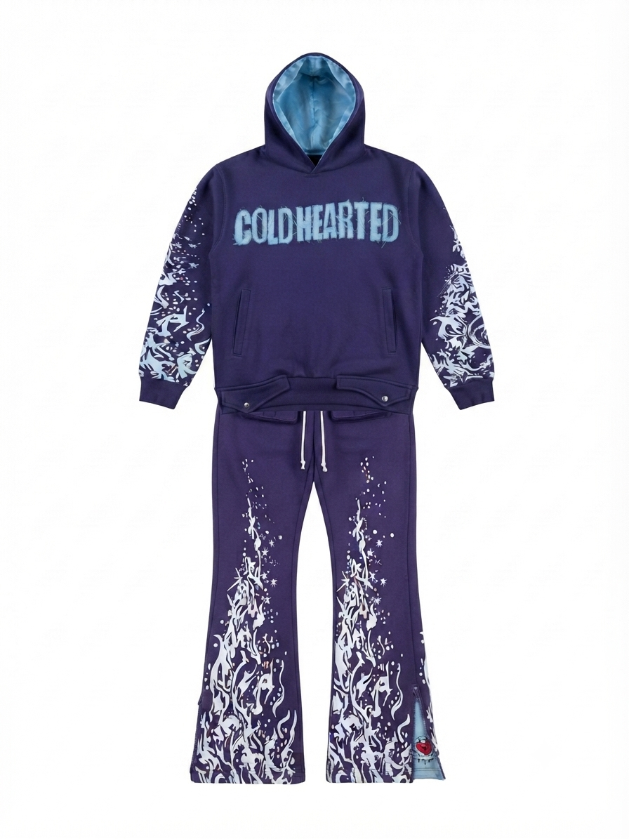 Womens cold Hearted distressed label sweatsuit