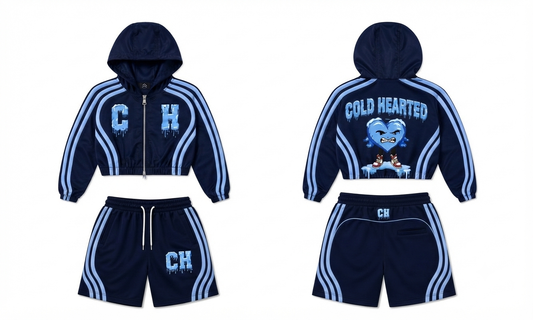 Womens Cold Hearted ice stripes windbreaker short set
