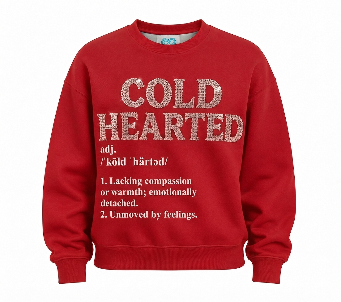 Cold Hearted Rhinestone Definition Sweater